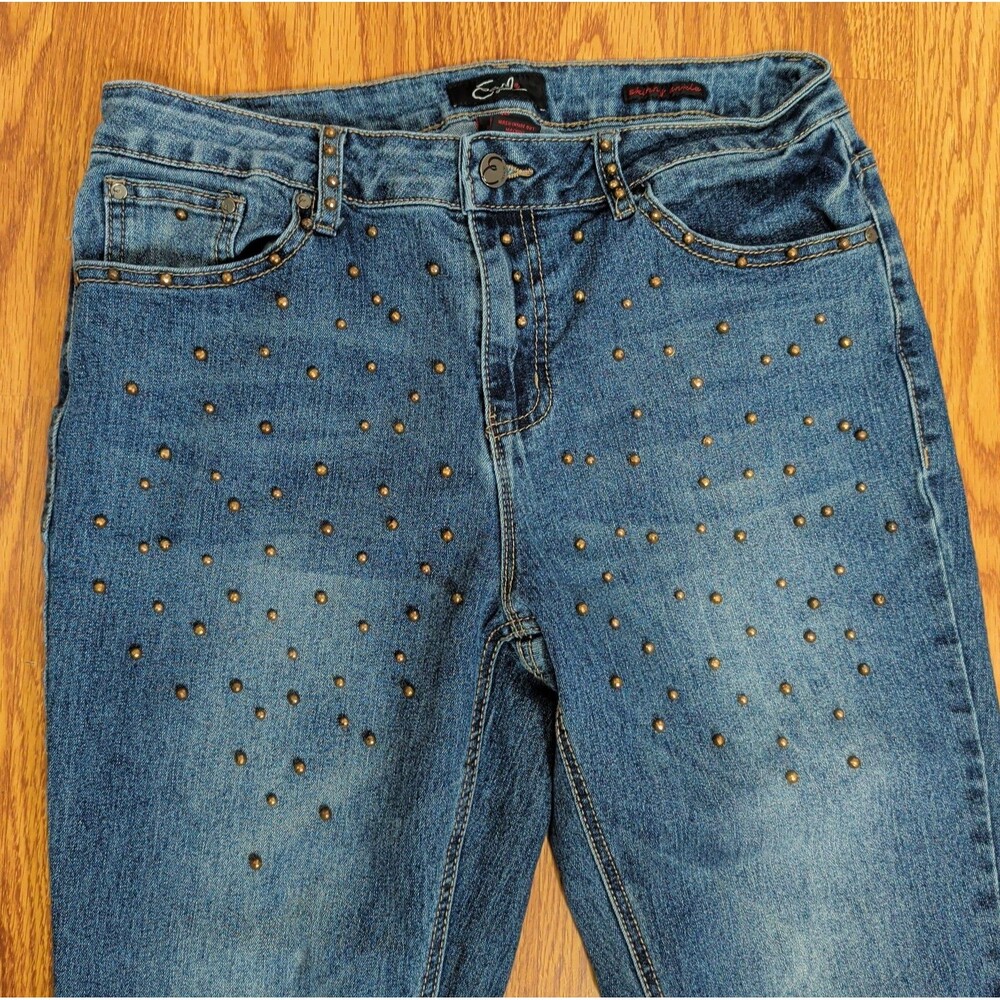 Earl Jeans Medium Wash Golden  Beaded Skinny Jeans Size 10